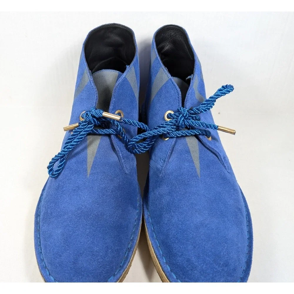 Clarks Boots Mens 11 Desert‎ Luck Electric Blue Leather Alexandra Llewellyn Blue
